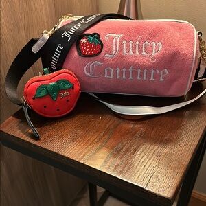 Juicy Couture Pink and Red Crossbody Bag with Adjustable Strap
